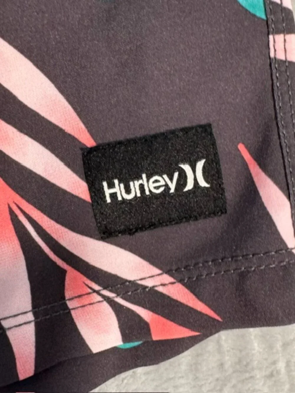 Hurley Men's Tropical Floral Volley Swim Shorts Gray Size M